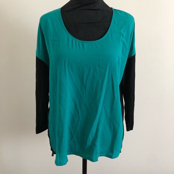 Three Eighty Two Women's Colorblock Long Sleeve Tunic Top XS Black/Teal‎ NWT - Picture 3 of 8